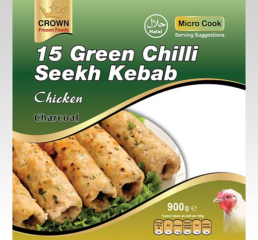 Crown Seekh Kebabs MeatGreen Chilli 1kg